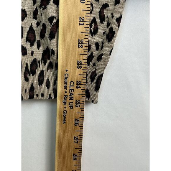 Susan Graver Cardigan Sweater Button Front Animal Leopard Print Sequin Med - Picture 7 of 9